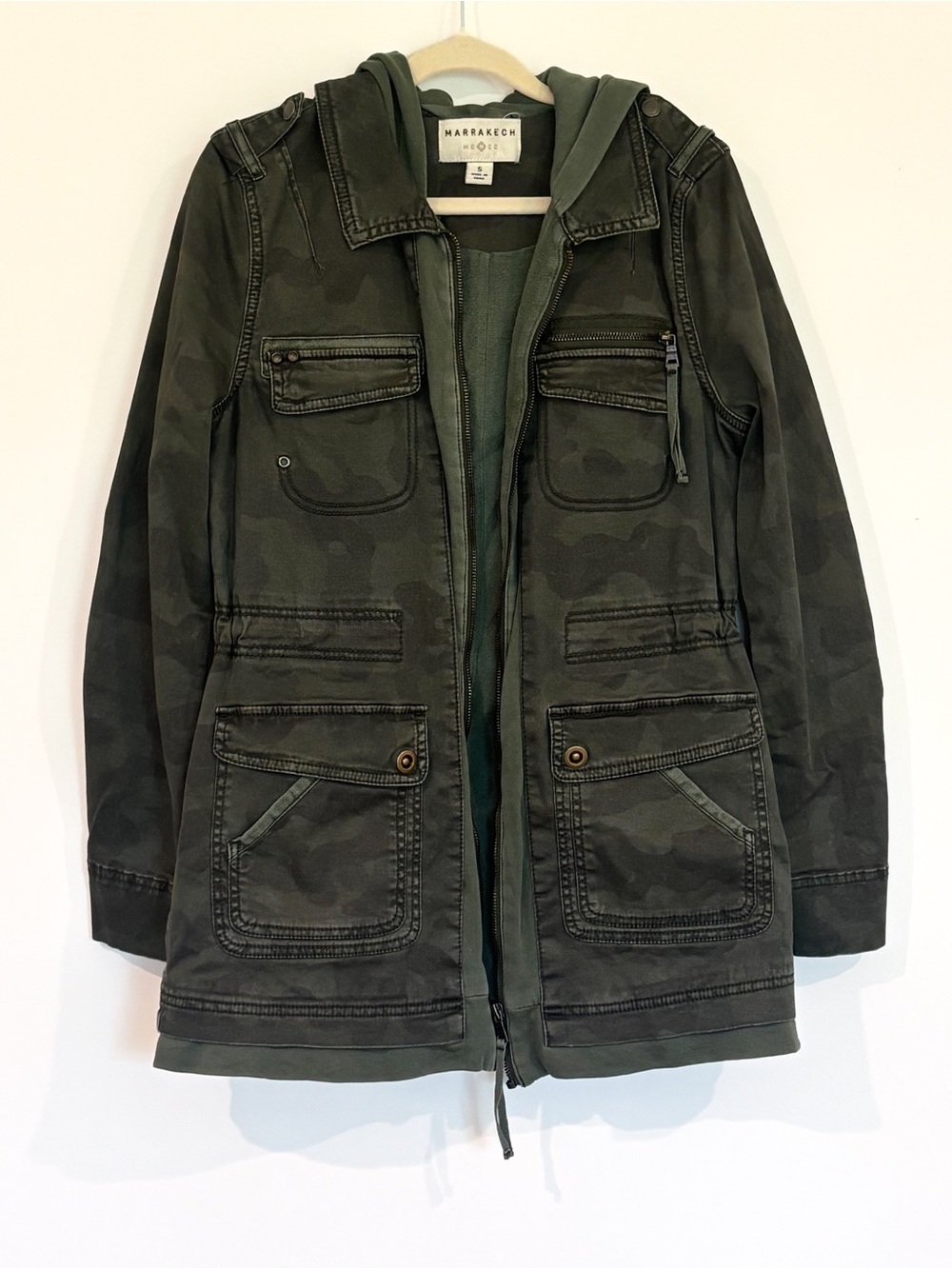 Marrakech for Anthropologie Camo Hooded Utility Parka Jacket Small